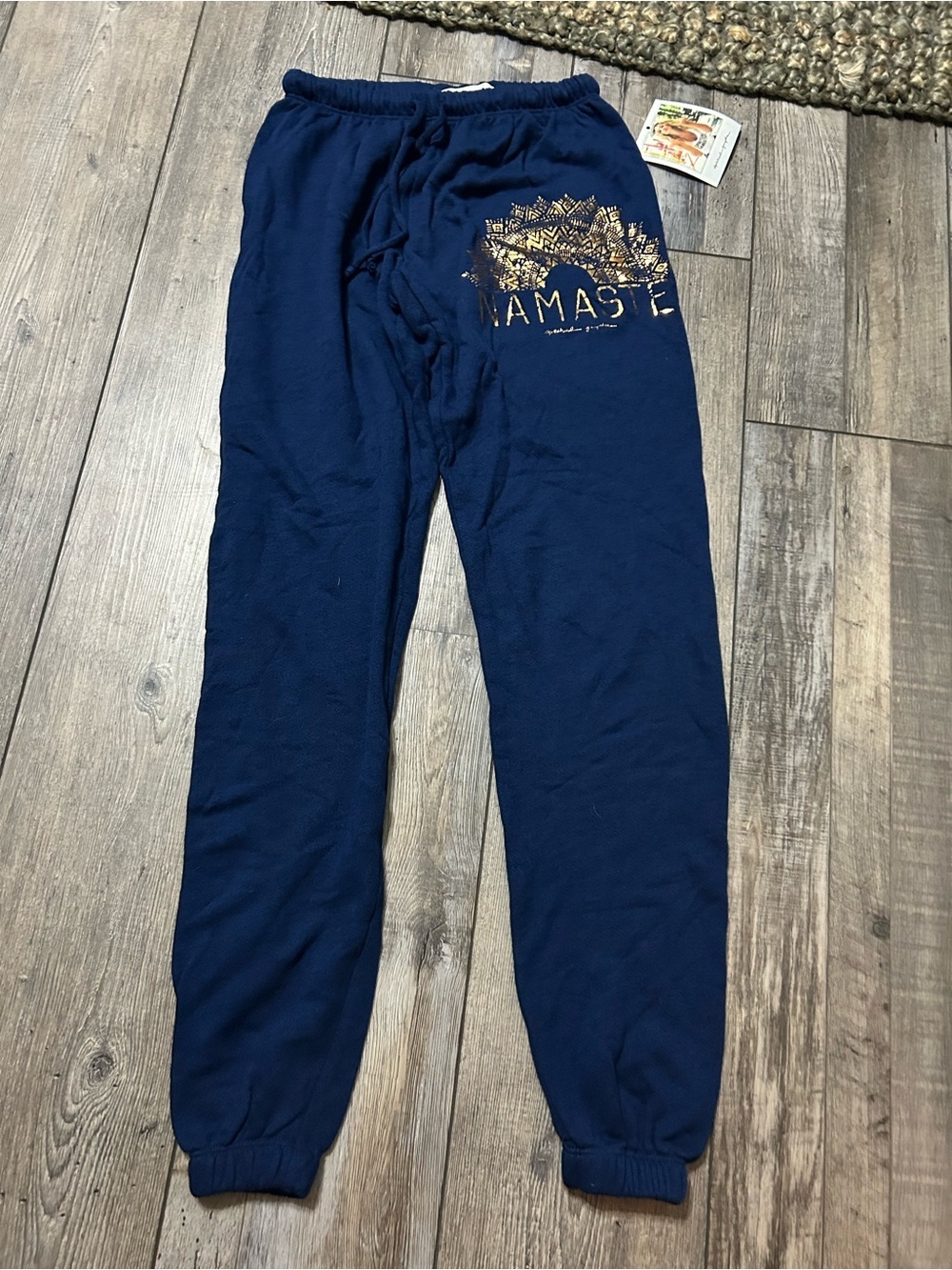 Spiritual Gangster Navy Fave Sweatpants Namaste Sun Gold Logo
